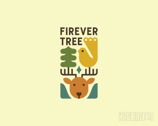 Firever Tree卡通树logo设计