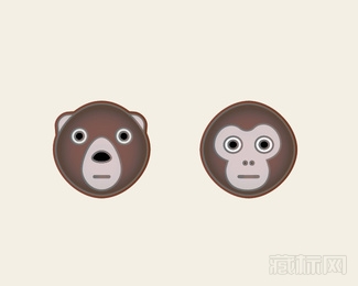 Animal熊和猴子头像标志