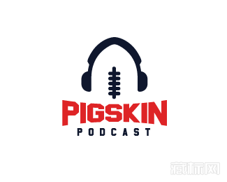 Pigskin Podcast棒球音乐logo设计
