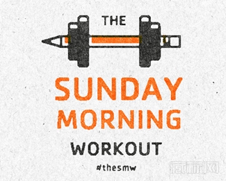 Sunday Morning Workout举重logo设计图片