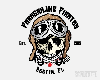 Parasailing Pirats骷髅击剑手logo设计
