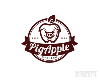 PigApple苹果猪logo设计