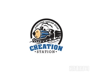 Creation Station铅笔火车商标设计