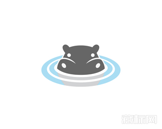 hippo in water河马戏水logo设计欣赏