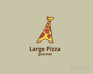 Large Pizza长颈鹿披萨logo设计欣赏