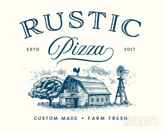 Rustic Pizza披萨标志设计欣赏