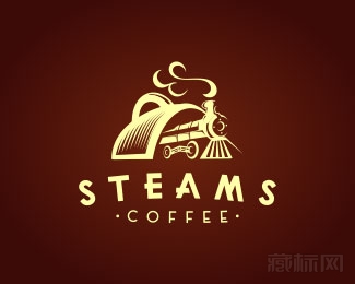 Steams Coffee蒸汽咖啡logo设计欣赏