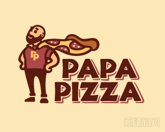 papa pizza披萨logo设计欣赏