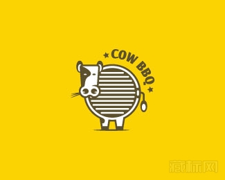 Cow BBQ烧烤牛logo设计欣赏