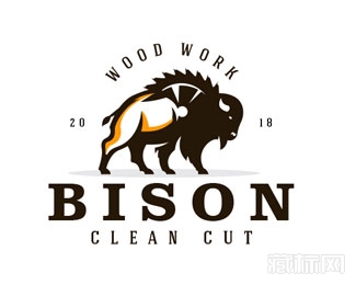 Bison Clean Cut北美野牛logo设计欣赏