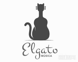  Elgato Musica猫与吉他logo设计欣赏