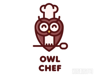 Owl Chef貓頭鷹廚師logo設計欣賞