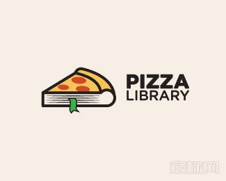 Pizza Library披萨图书馆logo设计欣赏