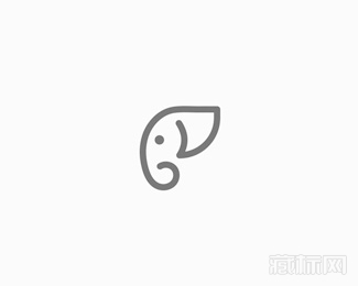 Elephant Minimal大象最小简笔画卡通logo设计欣赏