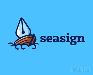 Seasign笔与帆船logo设计欣赏