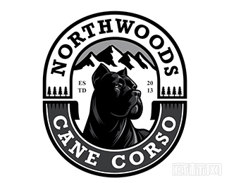 Northwoods Cane Corso斗牛犬培训logo设计欣赏