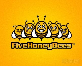 FiveHoneyBees五只蜜蜂logo设计欣赏