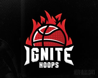 Ignite Hoops篮球火logo设计欣赏。