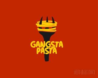 Gangsta pasta黑帮面食logo设计欣赏