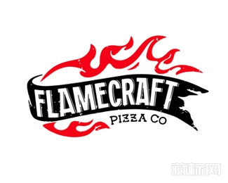 FlameCraft Pizza CO披薩logo設計欣賞