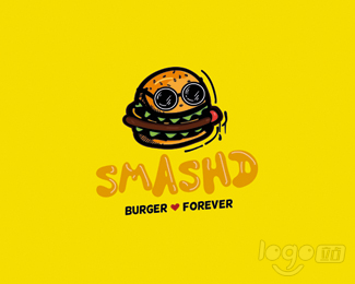 Smashd burger碎肉汉堡logo设计欣赏